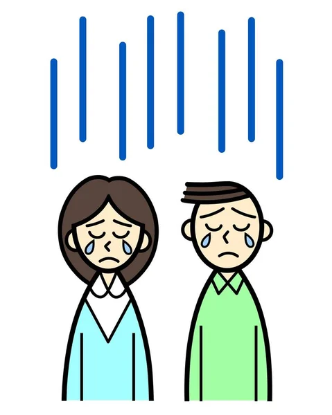 Young Couple Sad Faces Teardrops — Stock Photo, Image