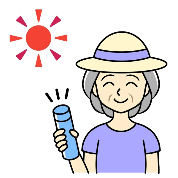 a senior woman with a water bottle to prevent heat exhaustion