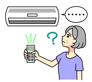 senior woman confused that air conditioning does not work