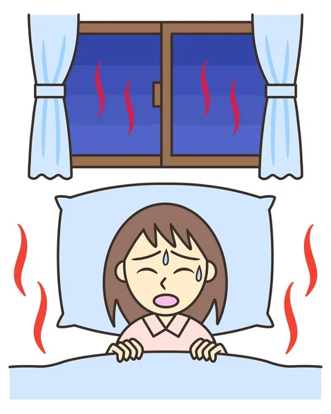 A young woman who can not sleep at night because it is hot