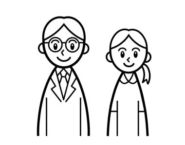 Line drawing of doctor and nurse