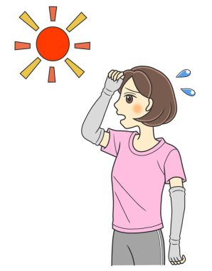 A young woman suffering from summer heat