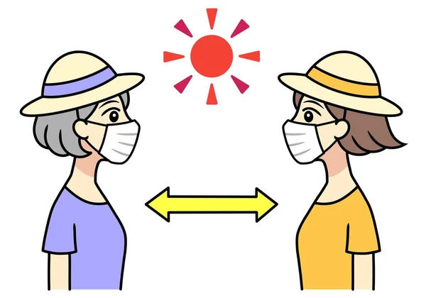 Sun Two Headed Arrow Two Women Medical Masks — 스톡 사진
