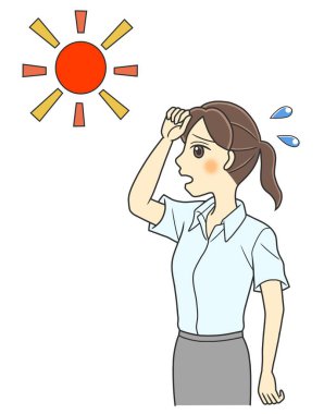 A young woman suffering from summer heat