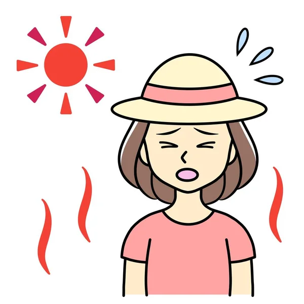 A young woman suffering from summer heat