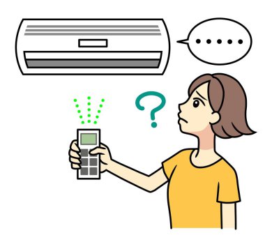 young woman confused that air conditioning does not work