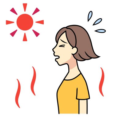 A young woman suffering from summer heat