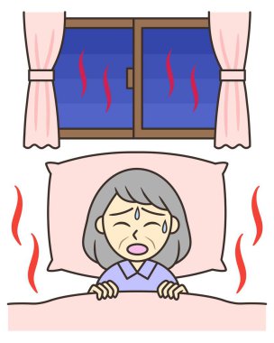 senior woman who can not sleep at night because it is hot