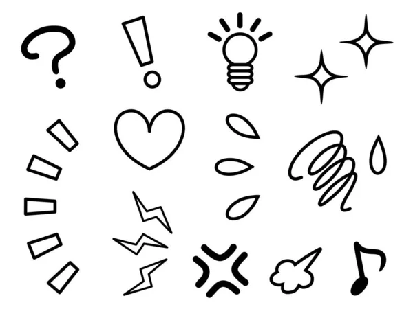line drawing of set of marks expressing various emotions