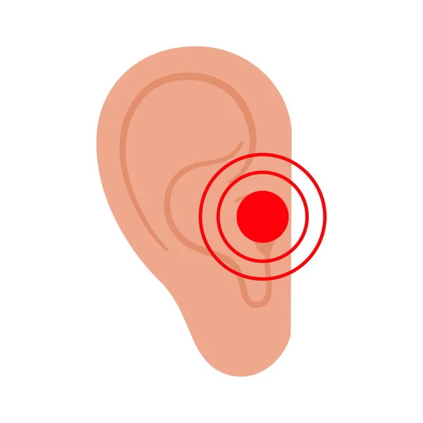 Dolor en el oído humano — Vector de stock
