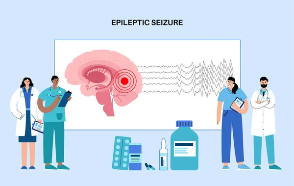 Epilepszia görcsroham koncepciója — Stock Vector