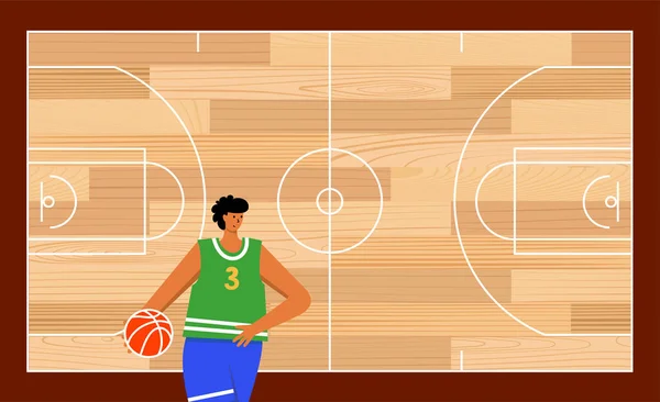 Suelo de parquet de baloncesto — Vector de stock