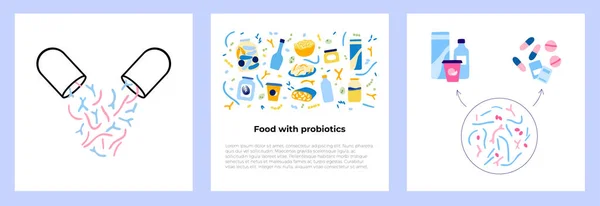 Ensemble de probiotiques concept — Image vectorielle