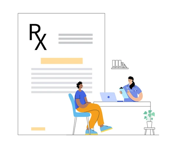 Formulaire Document Recette Prescription Médecin Patient Dans Cabinet Médical Médecine — Image vectorielle