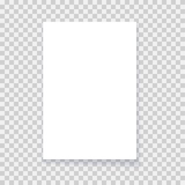 Boş kağıt sayfa, a3 şablonu, gerçekçi not modeli. A4 formatında boş ve gerçekçi bir harf. İş ya da eğitim için beyaz sayfa belgesi. Şeffaf arkaplan vektör illüstrasyonunda gölge