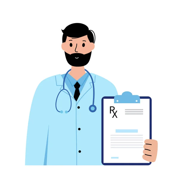 Formulaire Document Médical Recette Médecin Patient Médecine Pilules Concept Santé — Image vectorielle