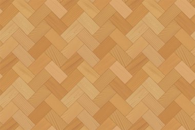 Tahta parke, dikişsiz herringa kemiği deseni. Ahşap zigzag kaplama döşeme. Tahta dokusu. Kereste döşemesi. Meşe, ceviz, çam ya da akçaağaç doğa malzemeleri. Gerçekçi düz vektör çizimi