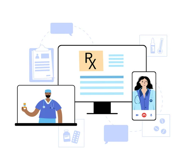 Formulário Documento Digital Prescrição Médica Receita Médico Para Paciente Medicina —  Vetores de Stock