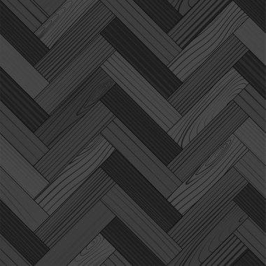 Gark gri ahşap parke, dikişsiz herringa kemiği deseni. Gri tonlu sert ahşap zigzag kaplama döşeme. Tahta dokusu. Kereste döşemesi. Meşe, ceviz, çam, akçaağaç malzemesi. Gerçekçi vektör illüstrasyonu