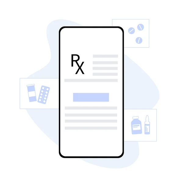 Formulaire Prescription Médicale Ligne Document Recette Médecin Patient Téléphone Médecine — Image vectorielle