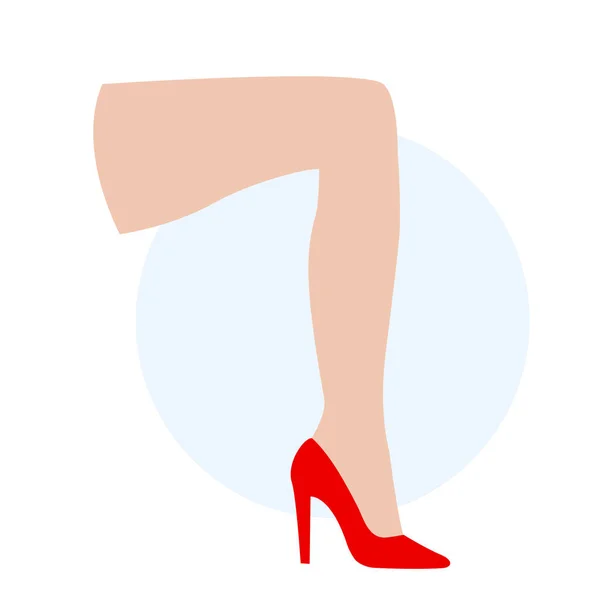 Beauty Female Legs Pair Red Classic High Heel Shoes Silhouette — Stock Vector