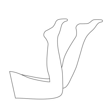 Güzel kadın bacakları. Yalınayak kadın ayaklarının silueti. Moda, kaplıca ya da kozmetik için pankart. Defilasyon ya da epilasyon konsepti. Çizgi sanatı zarif ve seksi ayakları beyaz arkaplanda izole edilmiş.