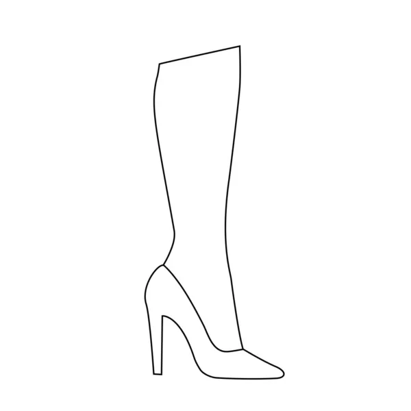 古典的なハイヒールの靴のペアで美しい女性の足 スリムな女性の足のシルエット ファッションや販売のためのバナー エレガントでセクシーな足のラインアートベクトル隔離されたイラスト上の白い背景 — ストックベクタ