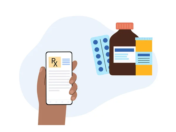 Formulaire Prescription Médicale Ligne Document Recette Médecin Patient Téléphone Médecine — Image vectorielle