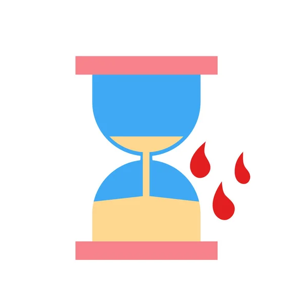 Time Menstrual Bleeding Period Sandglass Blood Icon Woman Health Concept — Διανυσματικό Αρχείο