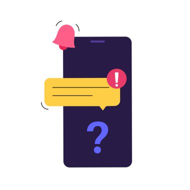 Hesap için kullanıcı adı ve parolanın kurtarılması. Kişisel verileri güncellemek için akıllı telefon bildirimi. Şifreyi unuttum, giriş için bir sorum var. İnternet düz vektör illüstrasyonunda bilgi güvenliği.