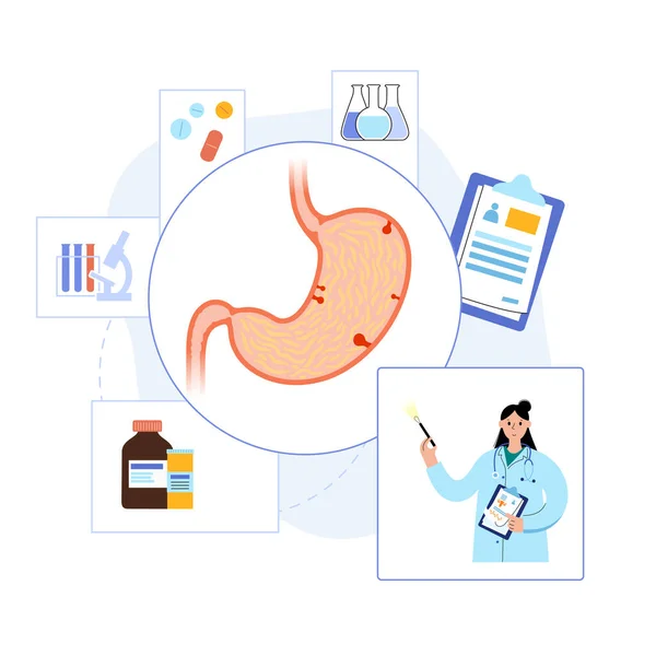 Diagnóstico Pólipos Estômago Remoção Consulta Com Médico Clínica Consciência Cancro — Vetor de Stock