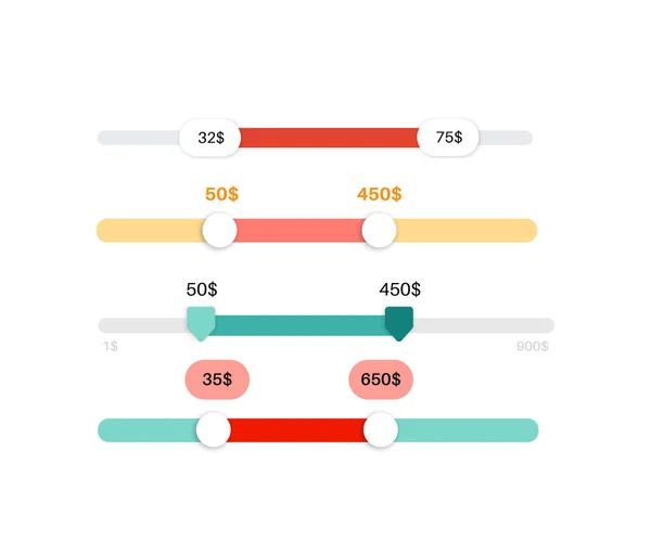 Price Range Scrollbar Web Form Online Application Filter Slider Website — Stock Vector