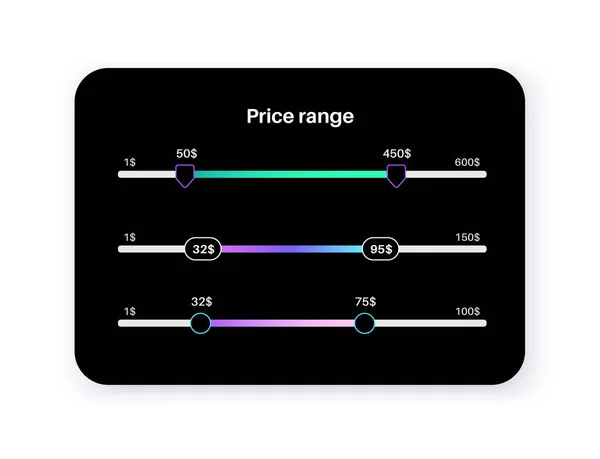 Price Range Scrollbar Web Form Online Application Filter Slider Website — Vector de stock