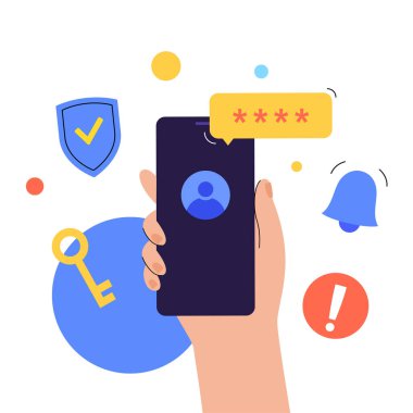 Two factor authentication. Information protection concept. Security of online accounts using a multi factor method for login with username and password. Personal identification 2fa vector illustration
