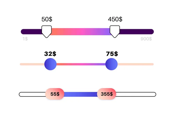 Price Range Scrollbar Web Form Online Application Filter Slider Website — Vector de stock