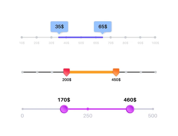 Price Range Scrollbar Web Form Online Application Filter Slider Website — Vector de stock