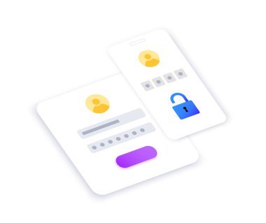Tek seferlik şifre. Siteye ya da uygulamaya girmek için akıllı telefondan şifreli mesaj. Telefondaki bildirim, çoklu faktör doğrulaması. İnternet ödemesi, 2fa düz vektör illüstrasyonu.