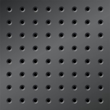 Pegboard or perforated metallic hardboard. Board with spaced holes. Aluminum or steel textured gridwall. Seamless pattern background. Tool organizer in garage workshop vector wallpaper illustration.