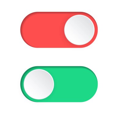 Switch element button. Enable disable toggle symbol. On off mode icon for application. Active, inactive or power digital indicator. Frontend control realistic vector illustration on white background..