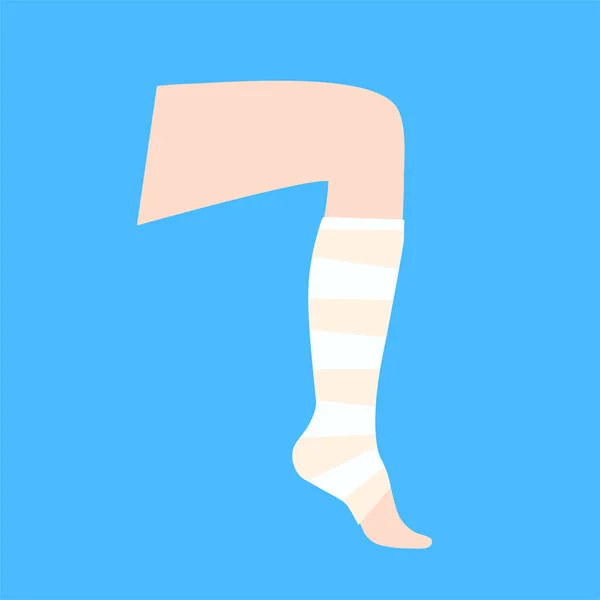 Elastic Bandage Human Leg Roll Wrap Medical Gauze Foot Broken — Wektor stockowy