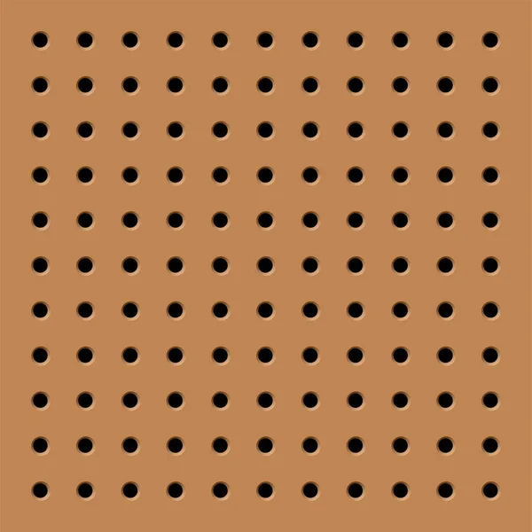 Pegboard Perforated Wooden Hardboard Brown Board Spaced Holes Wood Textured — Stok Vektör