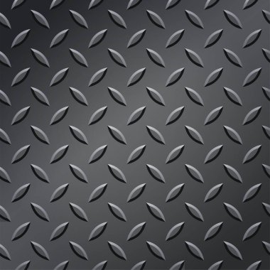 Diamond plate floor. Metal industrial seamless pattern of raised diamonds and lines. Steel, stainless or aluminum material. Realistic texture for stairs, catwalks, walkways surface vector illustration