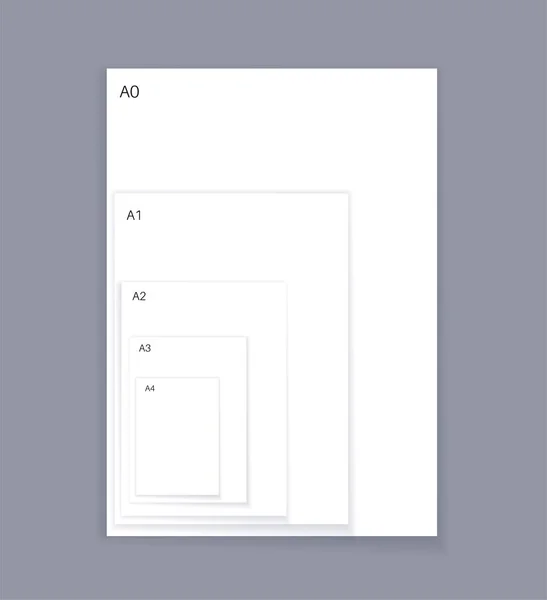 Standard International Paper Size Empty Page Other Formats Mockup Blank — Stockvektor