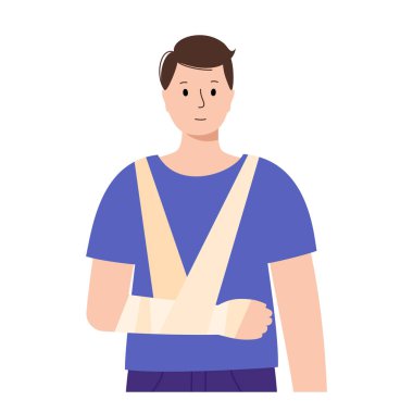 İnsan kolunda elastik bandaj. Bileği yatay pozisyonda sabitleyin. El kasları ve kemikler için destek. Kırık ya da yaralı eklem, kırık, burkulmuş bağlar. İlk yardım düz vektör illüstrasyonu.