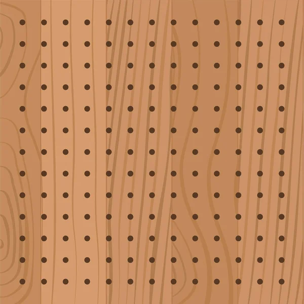 Pegboard Perforated Wooden Hardboard Brown Board Spaced Holes Wood Textured — Vetor de Stock