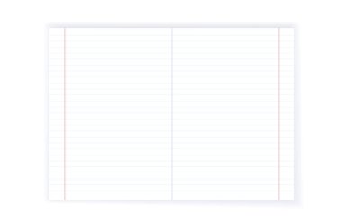 Okul için boş sayfalar dolusu gerçekçi notlar. Boş ve temiz bir defter a4, a3 ya da a2 biçiminde. Eğitim için beyaz sayfa belgesi. Gri arkaplan vektör illüstrasyonunda gölge.