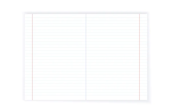 Empty Lined Paper Page Realistic Note Mockup School Blank Clean — Stockvektor