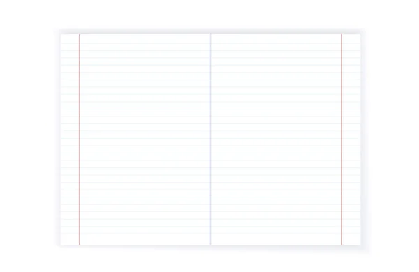 Empty Lined Paper Page Realistic Note Mockup School Blank Clean — Archivo Imágenes Vectoriales