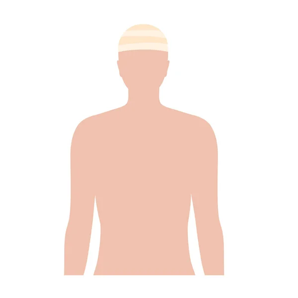 인간의 머리에 탄력있는 타박상이나 의료용 거즈를 두개골에 뒤집어서 일부가 부러지거나 — 스톡 벡터