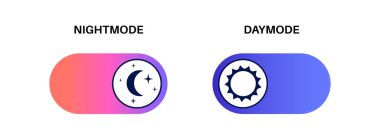 Switch element button for light or dark theme. Digital toggle symbol. Day night mode icon for application. Indicator for smartphone. Frontend control realistic vector illustration on white background.